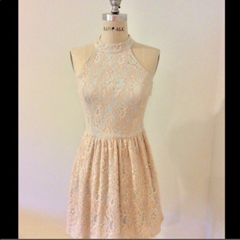 Ark & Co | Baby Blue dress w cream lace overlay - Picture 1 of 5